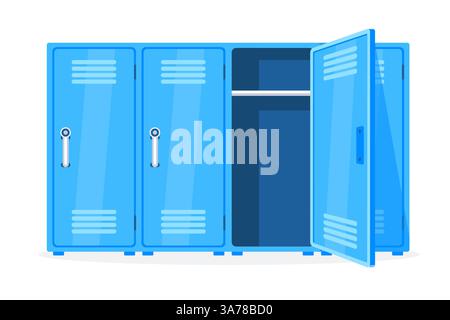 School locker. Students metal lockers. Furniture store. Vector illustration Stock Vector