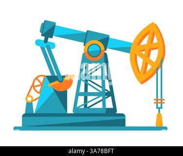 Oil industry equipment. Petroleum pump. Drilling Rig. Vector illustration Stock Vector