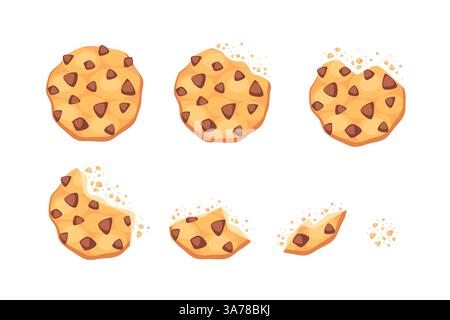 Traditional cookies with chocolate crisps. Homemade choco chip cookies. Vector illustration Stock Vector