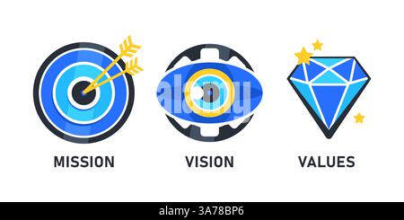 Mission target goal and strategy. Vector illustration Stock Vector