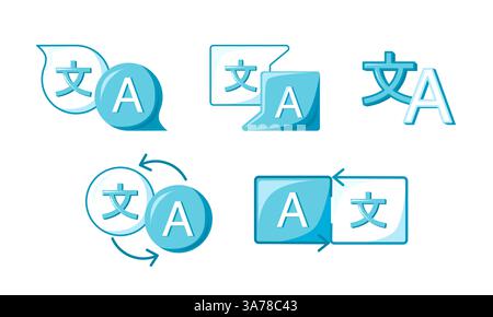 Set of translator icon. Language translation. Translate service, Dictionary. Vector illustration Stock Vector