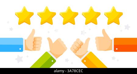 People hands giving thumbs up. Service rating, feedback Stock Vector