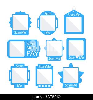 QR codes for smartphone, mobile app, payment and discounts. Template scan me Qr code. Stock Vector