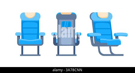 Airplane armchairs. Armchair or stool. Plane transport interior. Aircraft seats Stock Vector