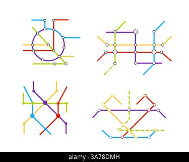 Transport Line Metro, underground transport scheme map, urban subway system. Vector ...