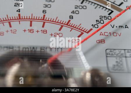 Close-up of an analog meter dial. Stock Photo