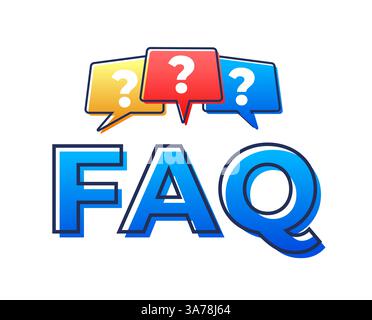 Faq banner with question marks in speech bubbles showing frequently asked questions concept Stock Vector
