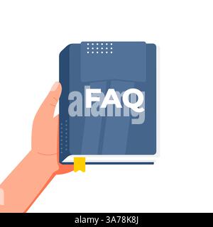 Hand holding faq book providing customer support Stock Vector