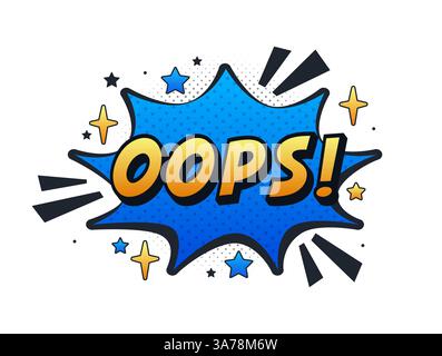 Oops comic speech bubble expressing surprise Stock Vector