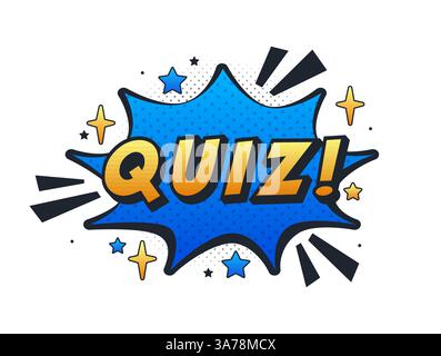 Quiz comic book style speech bubble announcing a quiz Stock Vector