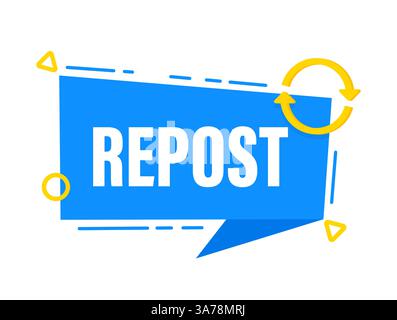 Repost banner with yellow circular arrows showing repetition Stock Vector