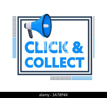 Megaphone Announcing Click and Collect Shopping Service Stock Vector
