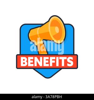 Megaphone Announcing Benefits Inside Blue Shield Stock Vector