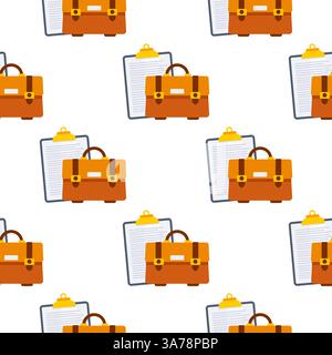 Seamless pattern with briefcase and clipboard representing business management Stock Vector