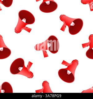 Red megaphones seamless pattern representing communication and announcement Stock Vector