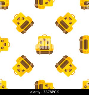Yellow Backpack Seamless Pattern for Camping and Hiking Stock Vector