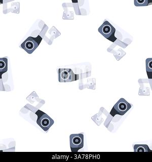 Security camera seamless pattern providing constant surveillance guaranteeing safety and protection Stock Vector