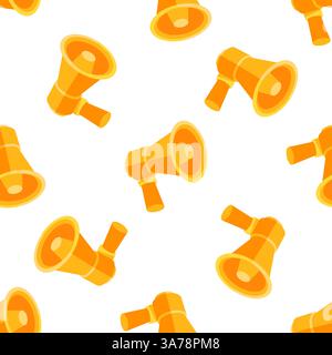 Seamless pattern of orange megaphones promoting information sharing and communication Stock Vector