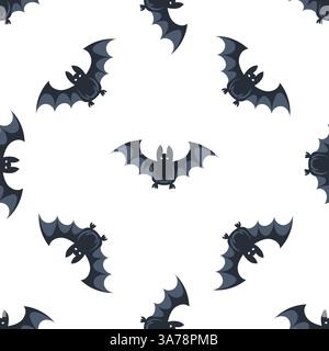 Seamless pattern with flying bats spreading wings for halloween decoration Stock Vector