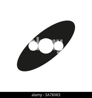 Abstract shape symbol. Black oval graphic. Minimalistic vector design. Dynamic circles pattern. Stock Vector