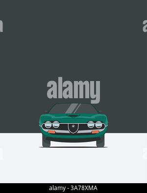 Italy, 1970-1977: Alfa Romeo Montreal. Classic italian car. Vector illustration Stock Vector