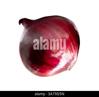 Top view of red or purple onion bulb is isolated on white background with clipping path. Stock Photo