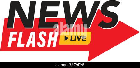 Bold vector design featuring a red arrow and text, ideal for news-related content. Eye-catching and modern style Stock Vector
