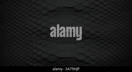 black snake skin texture, reptile leather as background Stock Photo