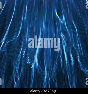 Wave Background. Ripple Grid. Abstract Vector Illustration. 3D Technology Style. Illustration with Dots. Network Design with Particle. Stock Vector
