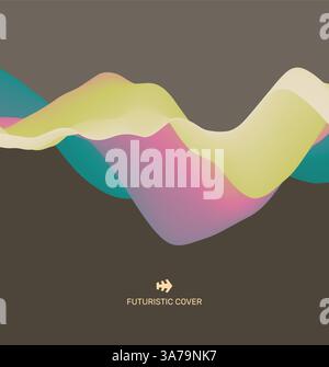 Abstract background with waves. Dynamic Effect. 3D Vector Illustration. Design Template. Stock Vector