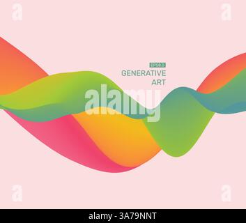 Abstract vector background of waves. Dynamic Effect. 3D Vector Illustration. Design Template. Stock Vector