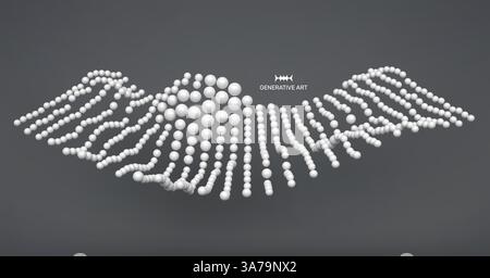 3D sphere composition. Many balls in empty space. Abstract background. Vector illustration. Generative art. Stock Vector