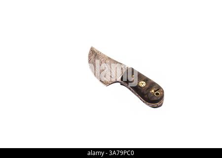 Special hand made craft knife with steel patten isolated on white background Stock Photo