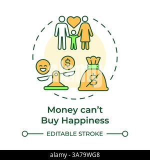 Money cant buy happiness multi color concept icon Stock Vector