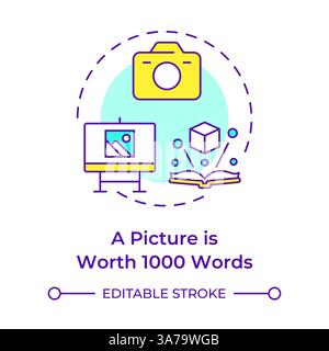A picture is worth 1000 words multi color concept icon Stock Vector