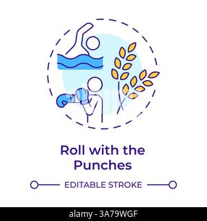 Roll with punches multi color concept icon Stock Vector