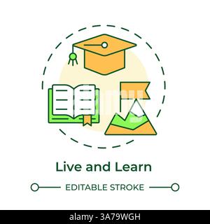 Live learn multi color concept icon Stock Vector