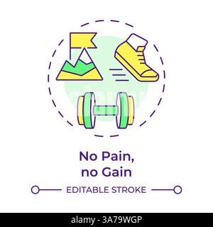No pain no gain multi color concept icon Stock Vector