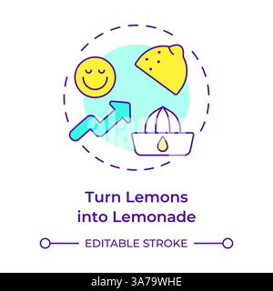 Turn lemons into lemonade multi color concept icon Stock Vector