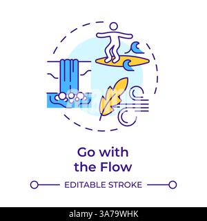 Go with flow multi color concept icon Stock Vector
