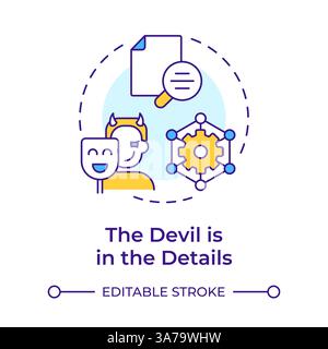 The devil in details multi color concept icon Stock Vector