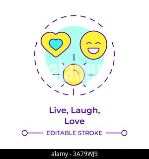 Live laugh love multi color concept icon Stock Vector