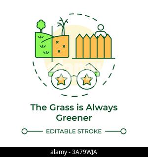 Grass always greener multi color concept icon Stock Vector