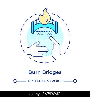 Burn bridges multi color concept icon Stock Vector