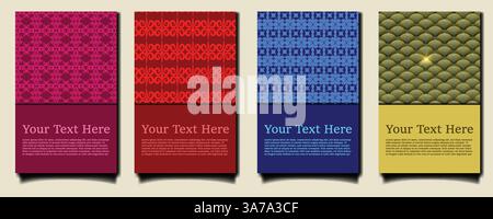 Abstract brochure set with seamless pattern of floral, retro, can be used in digital marketing poster, online sales , easily editable Stock Vector