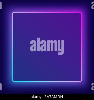 Neon frame for your design in blue and pink colors. Geometric glowing contours Stock Photo