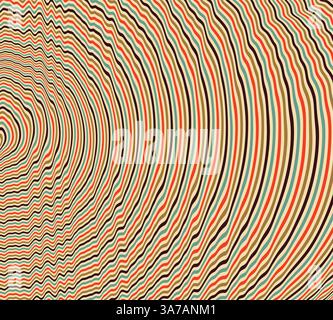 Abstract circular striped background. Pattern with optical illusion. 3D geometrical vector illustration. Stock Vector