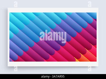 3D background striped symmetric lines. Abstract background with dynamic effect. Creative design poster with vibrant gradients. Vector Illustration for Stock Vector