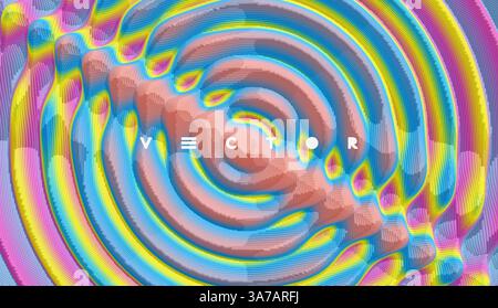 3D wavy background with ripple effect. Vector illustration with particle. Stock Vector