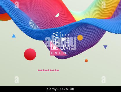 Abstract background with colorful fluid wave. Creative design for banner, flyer, poster, cover or brochure. 3D vector illustration. Stock Vector